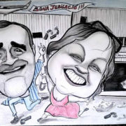 Caricatura de pareja en blanco y negro