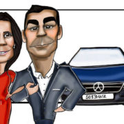 Caricatura de una pareja a color con detalle personalizado