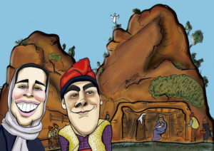 Caricatura de novios personas a color