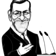Caricatura de Rajoy en blanco y negro