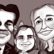 Tres personas en caricatua de acabado digital