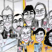 caricatura de empresa con 9 personas